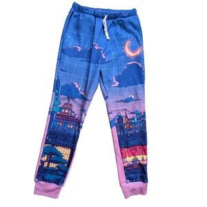 Vapor 85 Jogger Pants‎ Womens Large Ramen Village Naruto Anime Vaporwave